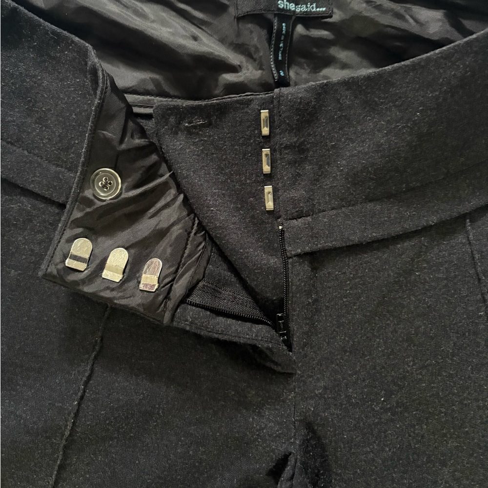 Gray Structured Trousers with Wide Waistband
